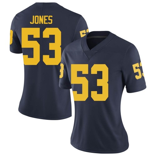 Trente Jones Michigan Wolverines Women's NCAA #53 Navy Limited Brand Jordan College Stitched Football Jersey FGX0254TJ